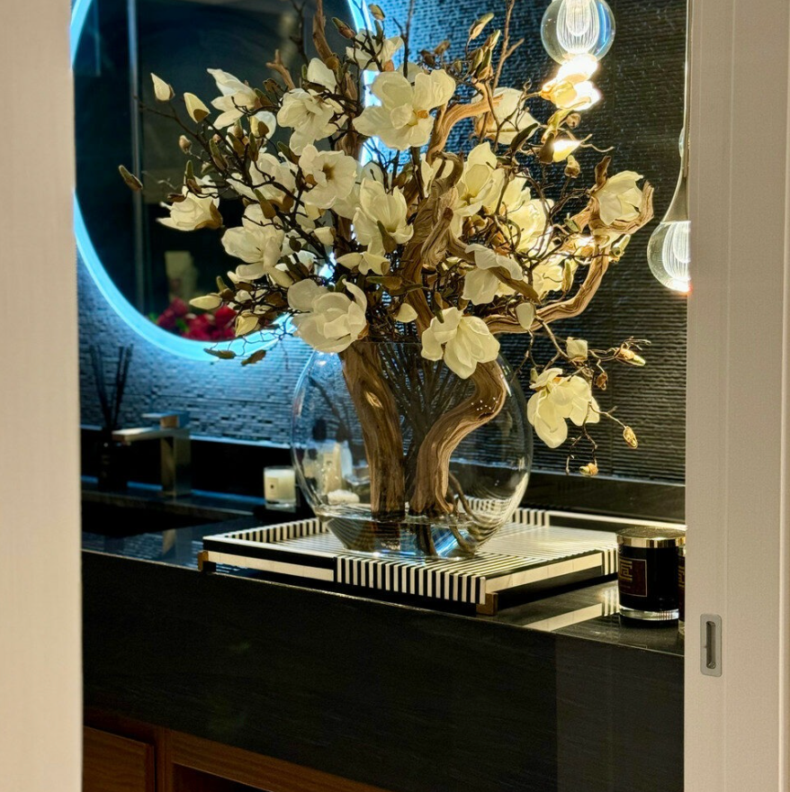 Moon Vase with Magnolias